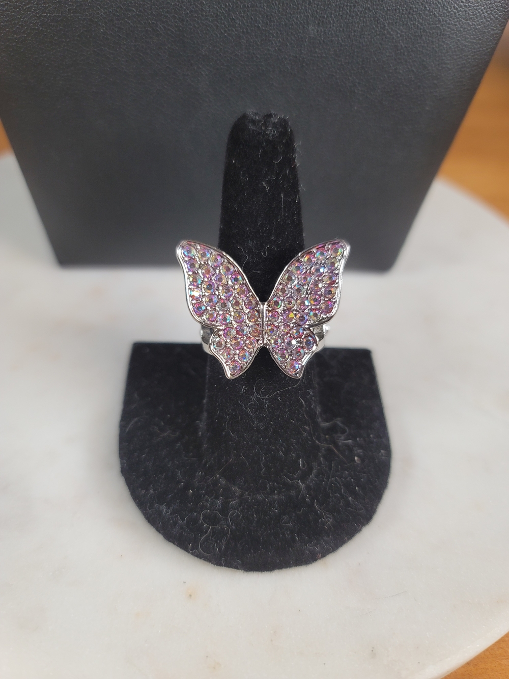 paparazzi Pink Iridrscent Butterfly Crystal Ring